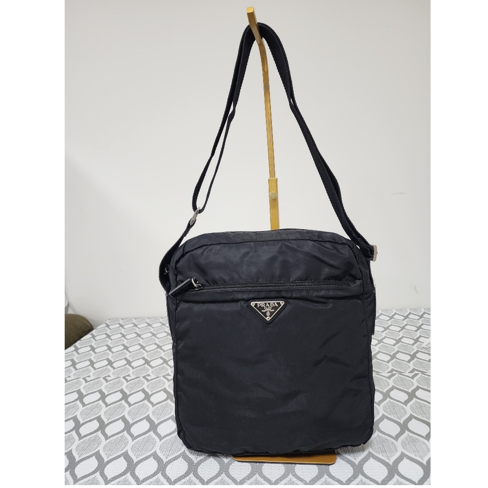 Prada Tessuto Messenger/Crossbody Bag Black - Picture 1 of 16